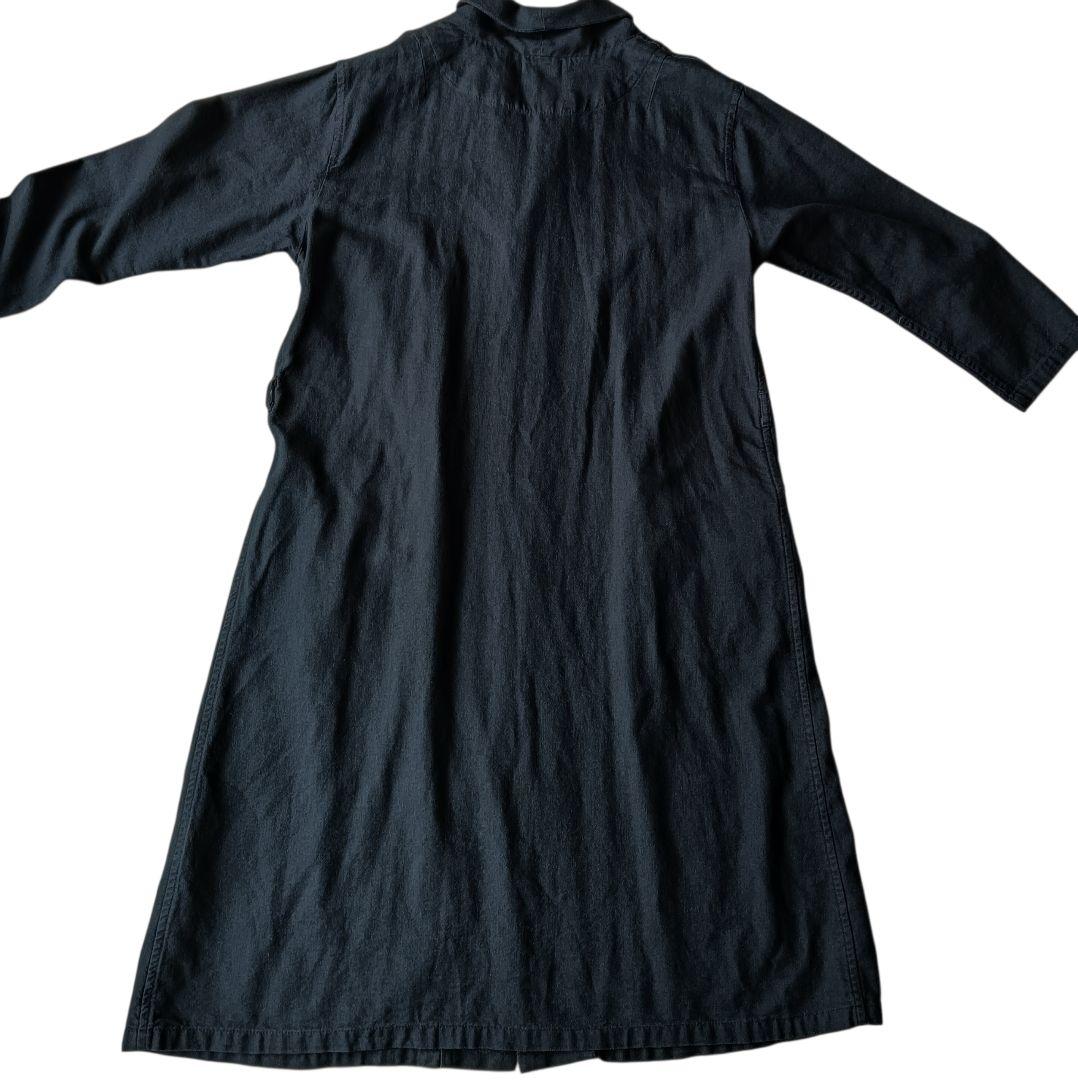 【プランテーション】コットンウール比翼ロングコート ワンピース ネイビー