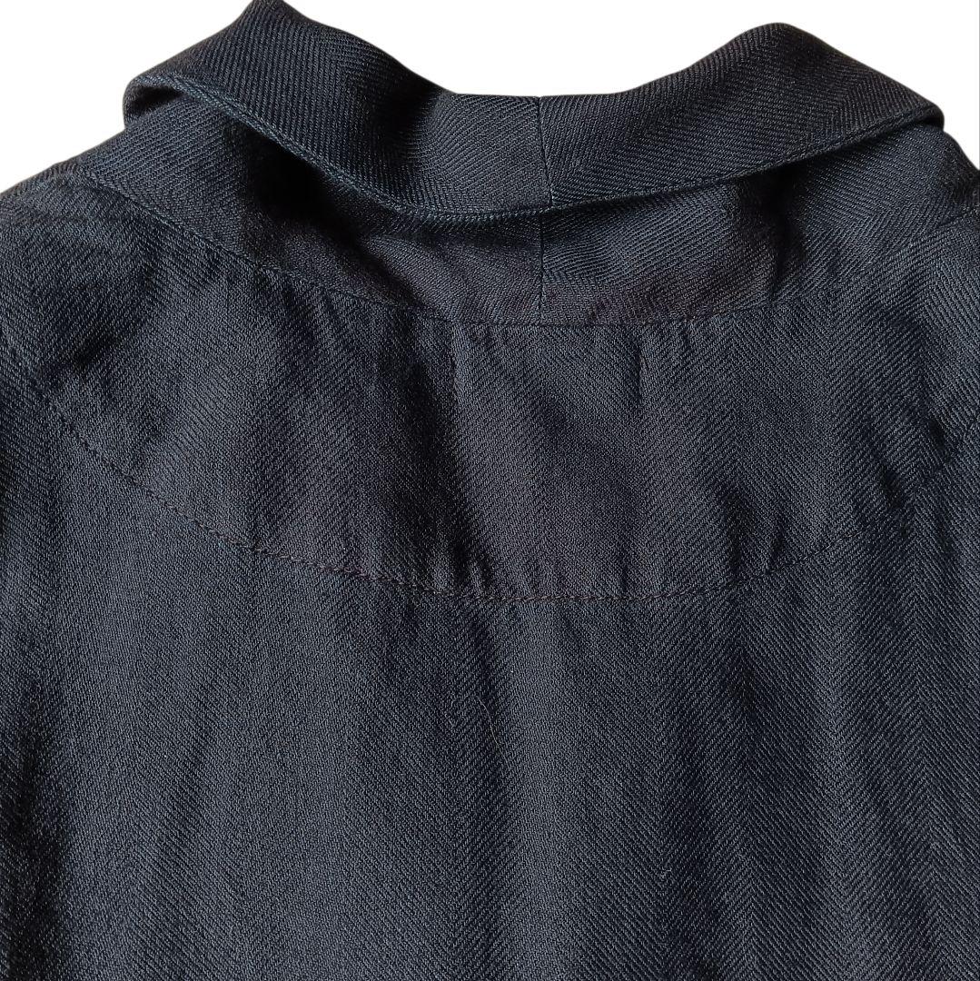 【プランテーション】コットンウール比翼ロングコート ワンピース ネイビー