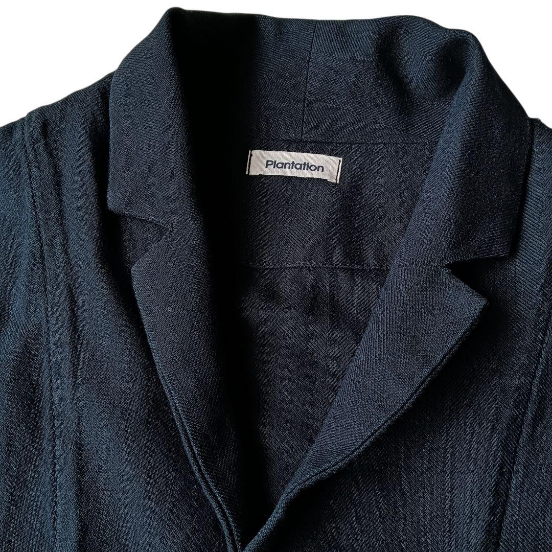 【プランテーション】コットンウール比翼ロングコート ワンピース ネイビー