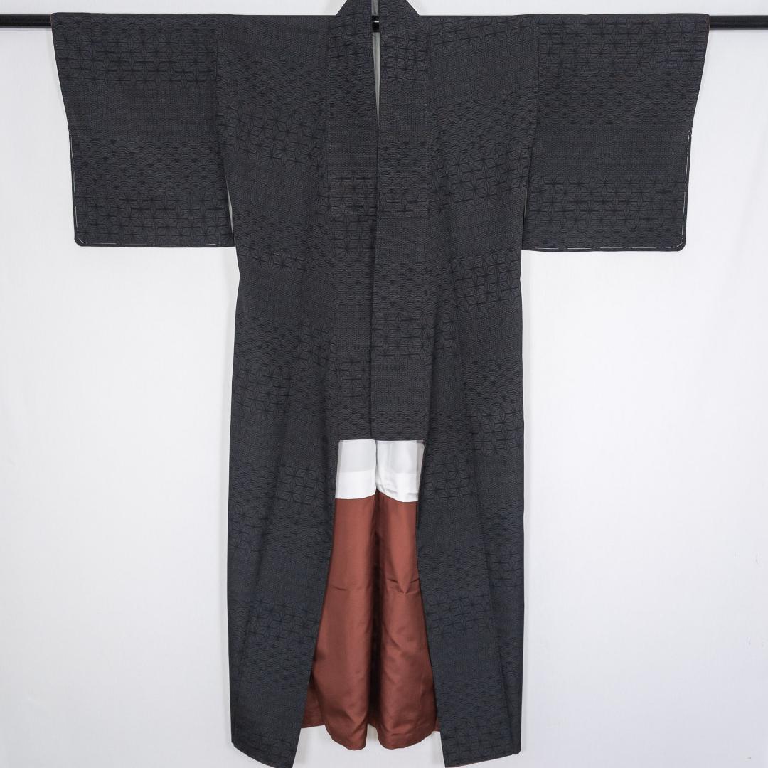 ふくちゃん R8SK113 本塩沢 紬 やまだ織 しつけ糸 麻の葉 正絹