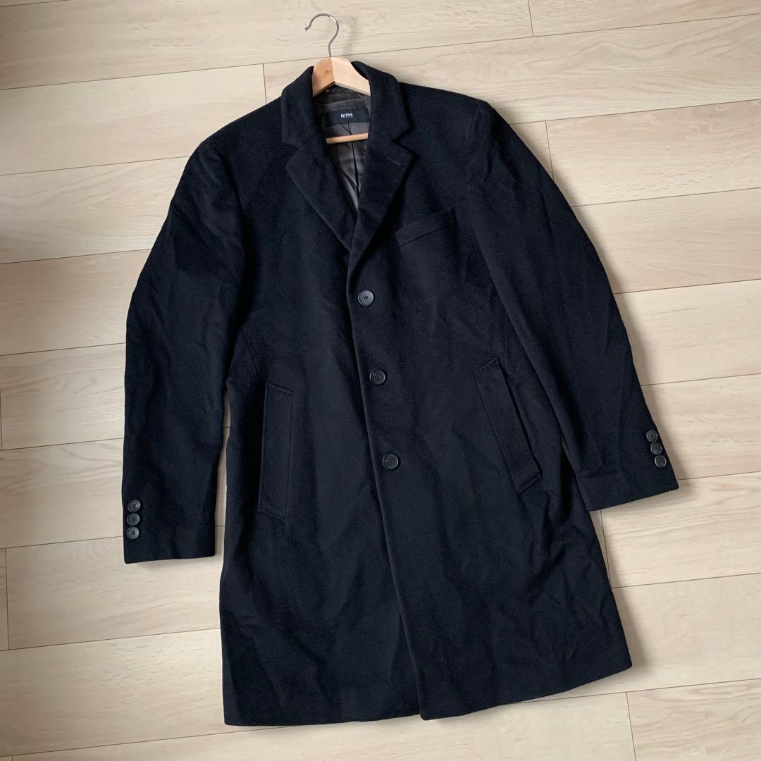 美品　HUGO BOSS チェスターコート　カシミヤ　ブラック　50