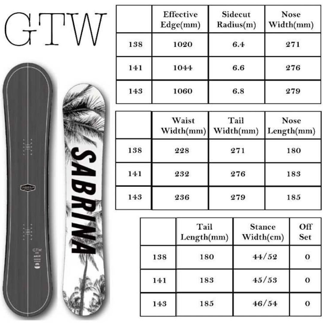 r*a様 SABRINA サブリナ　GTW 141cm スノーボード