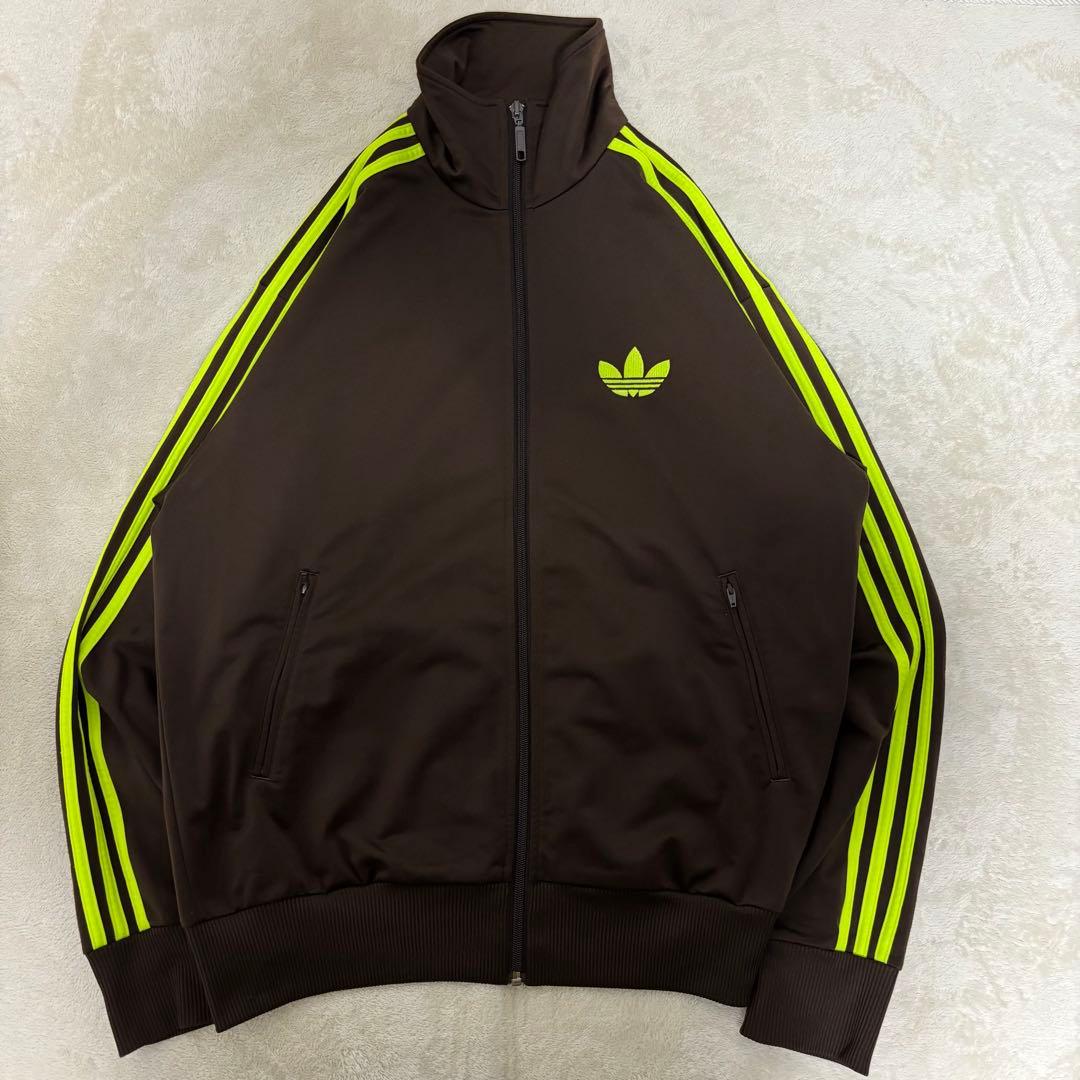 アディダス　ブラウン×ネオンイエロー　ファイヤーバード　トラックジャケット
