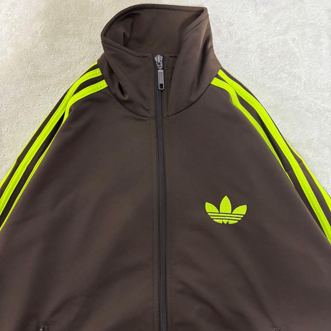 アディダス　ブラウン×ネオンイエロー　ファイヤーバード　トラックジャケット