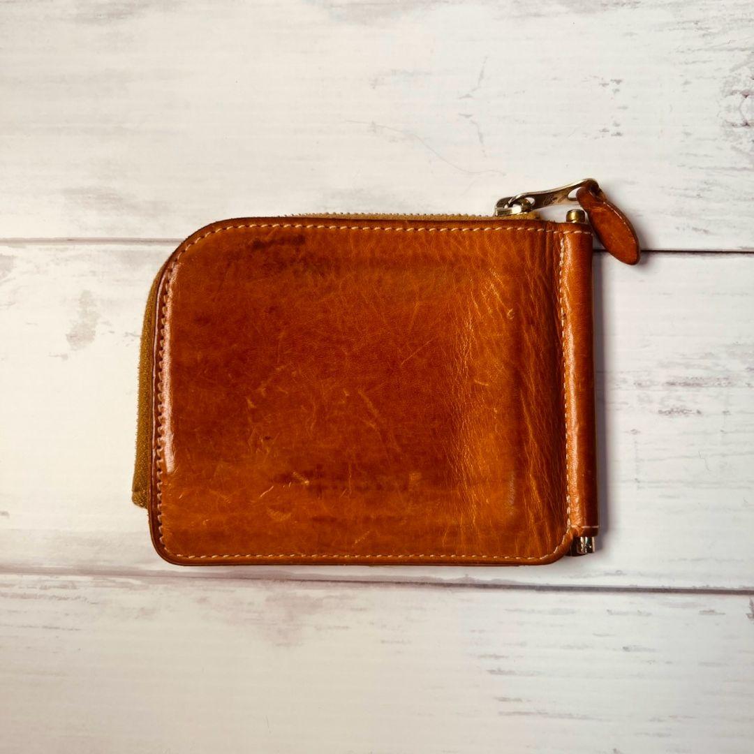 nさま専用【美しいヌメ革】　マネークリップ　本革　バイソン　ミニマル