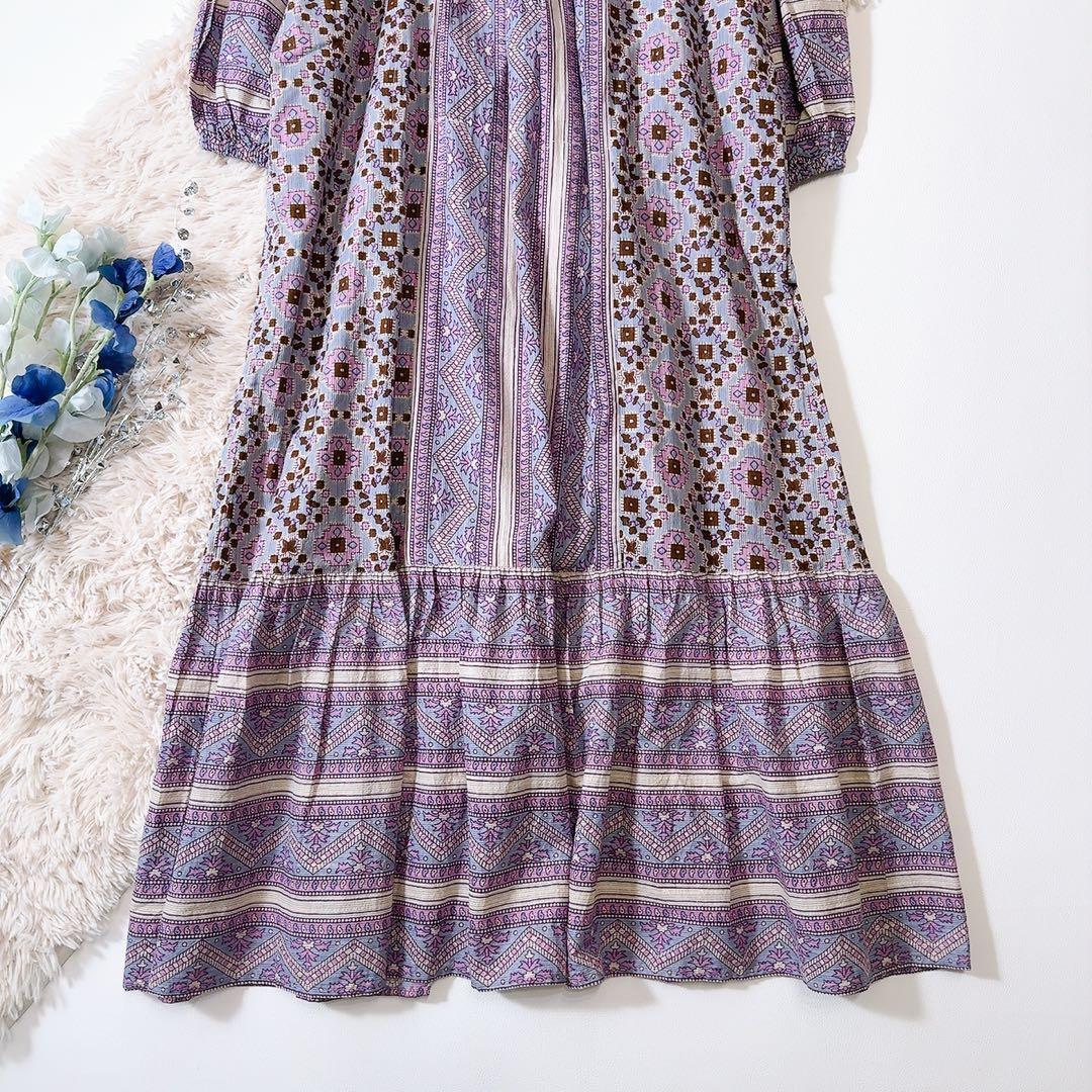 未使用級ꕥサラマリカ 2024 完売品 カリーナスクエアプリントタッセルドレス