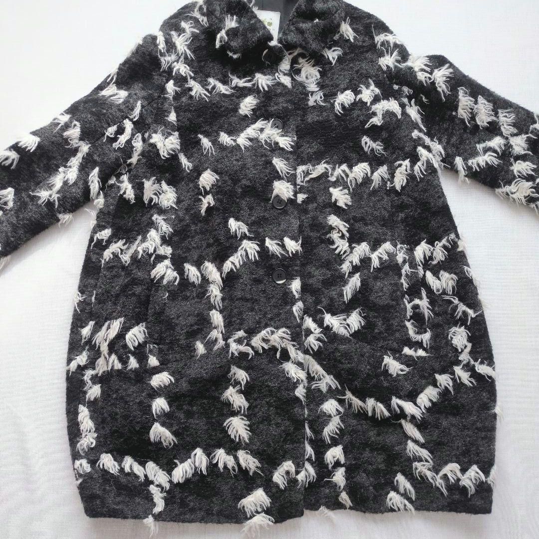 t.b　センソユニコ　コート　コクーンシルエット　グレー　フリンジ　日本製　38