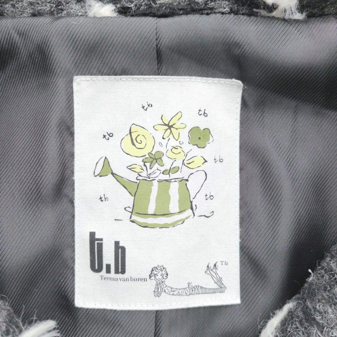 t.b　センソユニコ　コート　コクーンシルエット　グレー　フリンジ　日本製　38