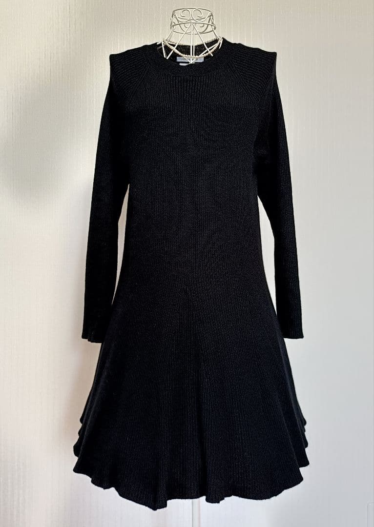 ☆フォクシーニューヨーク長袖ニットチュニックワンピースブラック希少42☆
