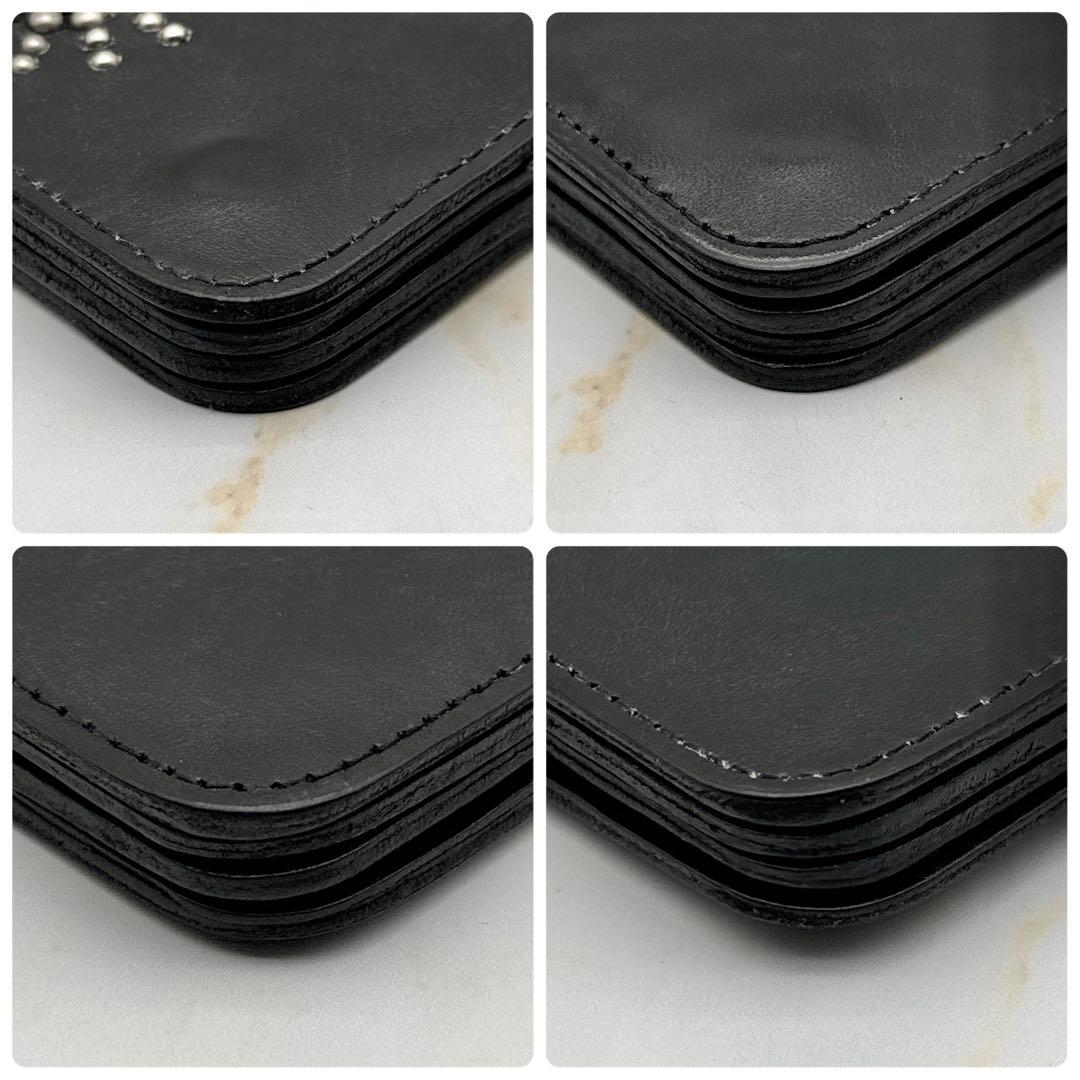 HTC ミディアムウォレット ターコイズ サンバースト スタッズ ブラック