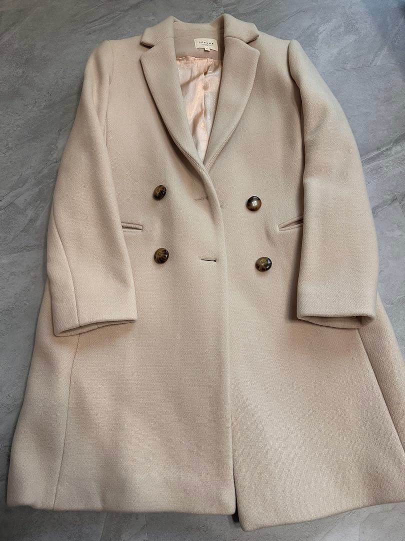 sezane SÉZANE ベージュ ダブルブレスト チェスターコート 36