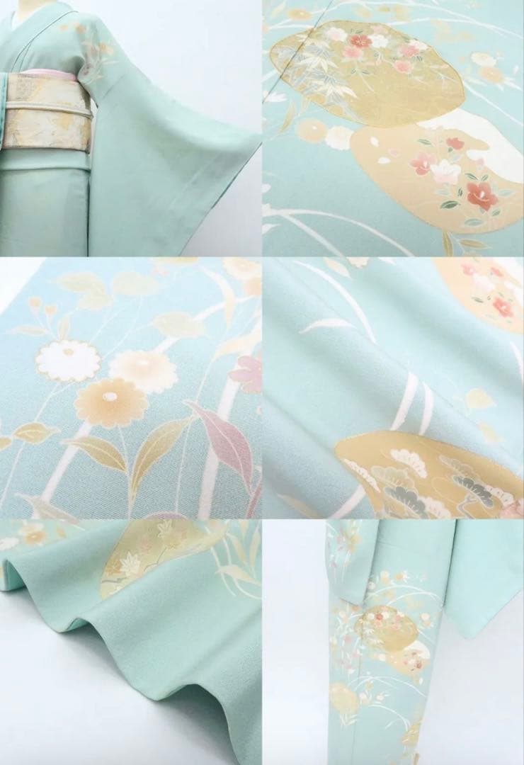 正絹 訪問着 上品 水色　卒園式 入学式 七五三 美品