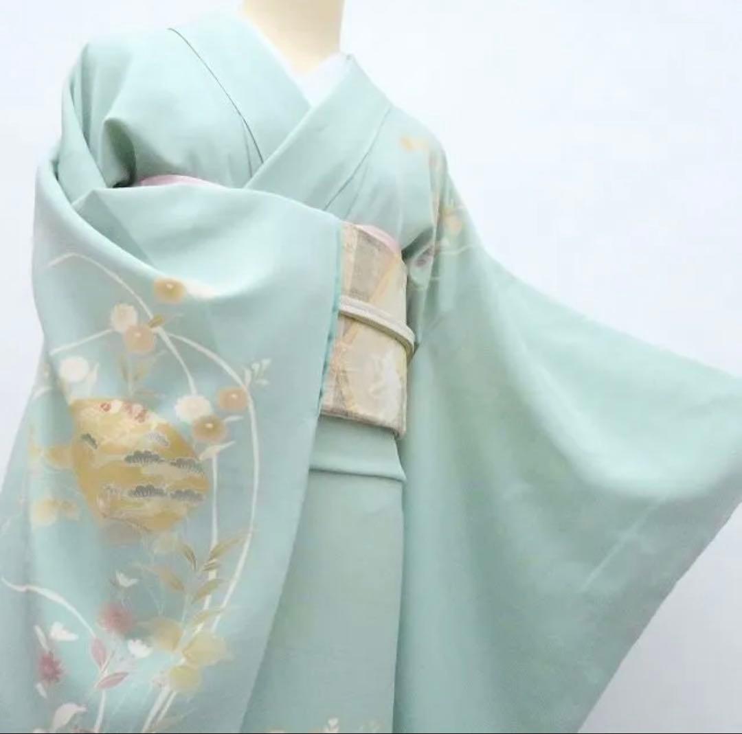 正絹 訪問着 上品 水色　卒園式 入学式 七五三 美品