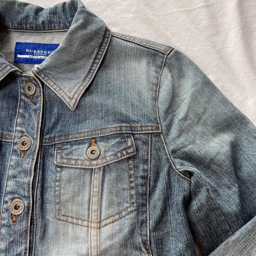 バーバリーブルーレーベル デニムジャケット ノバチェック ハート 刺繍ロゴ