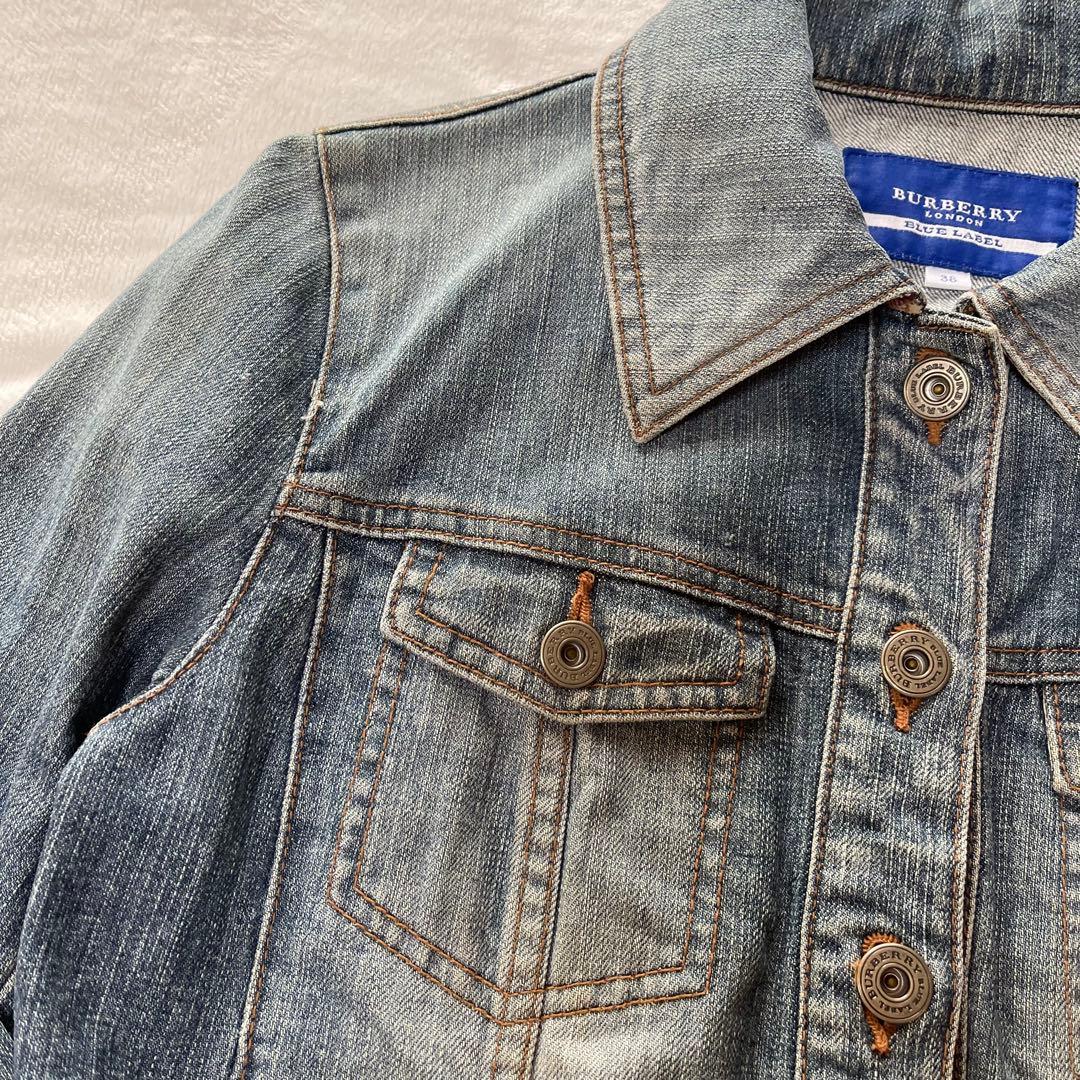 バーバリーブルーレーベル デニムジャケット ノバチェック ハート 刺繍ロゴ