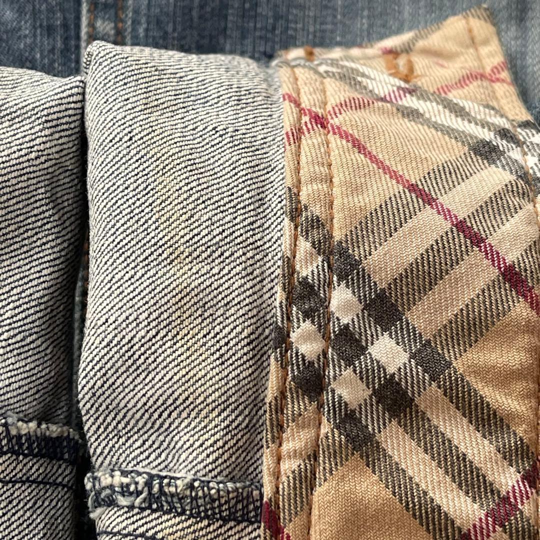 バーバリーブルーレーベル デニムジャケット ノバチェック ハート 刺繍ロゴ