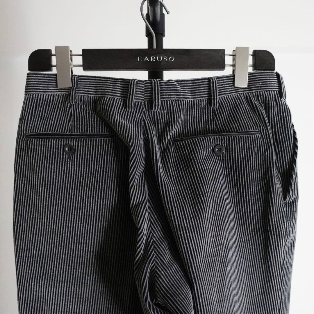 【イタリア製】Brioni コーデュロイ　セミワイドトラウザーズ　ブラック