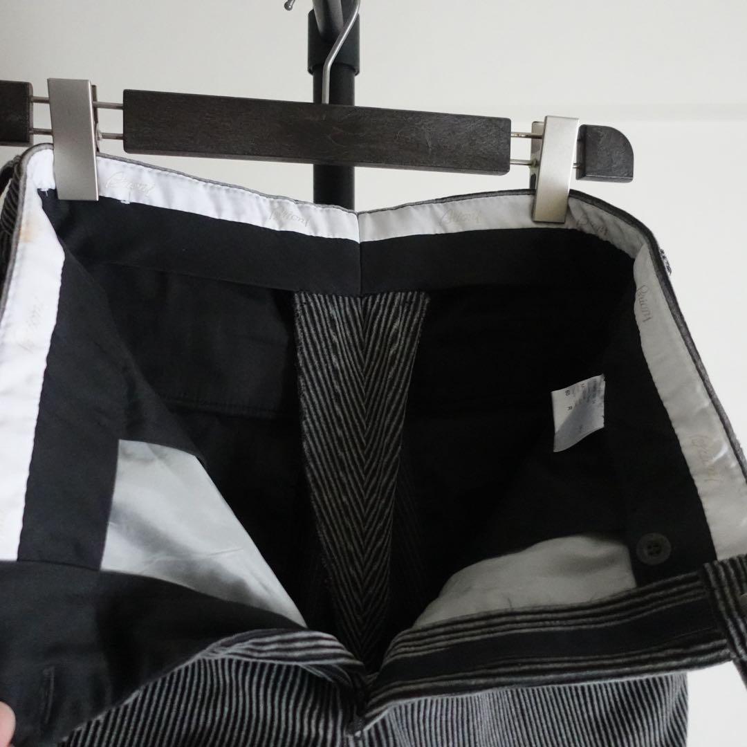 【イタリア製】Brioni コーデュロイ　セミワイドトラウザーズ　ブラック