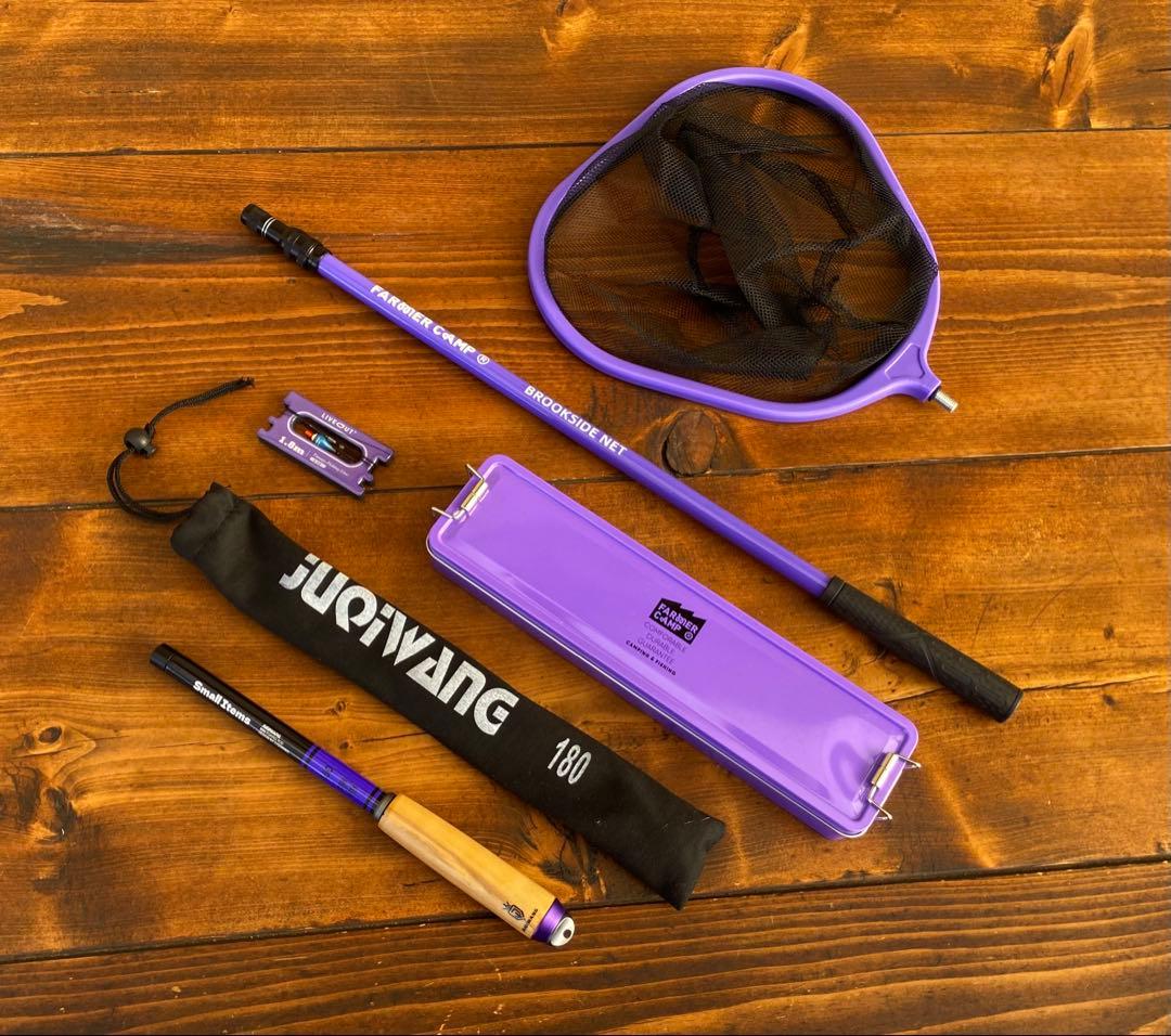 タナゴ釣りセット　パープル　1.8m 小物釣り　タナゴ竿　タモ網　収納box
