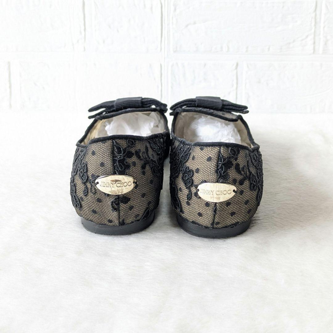 ✨人気✨JIMMY CHOO 総レース フラットシューズ フラワー 刺繍 黒