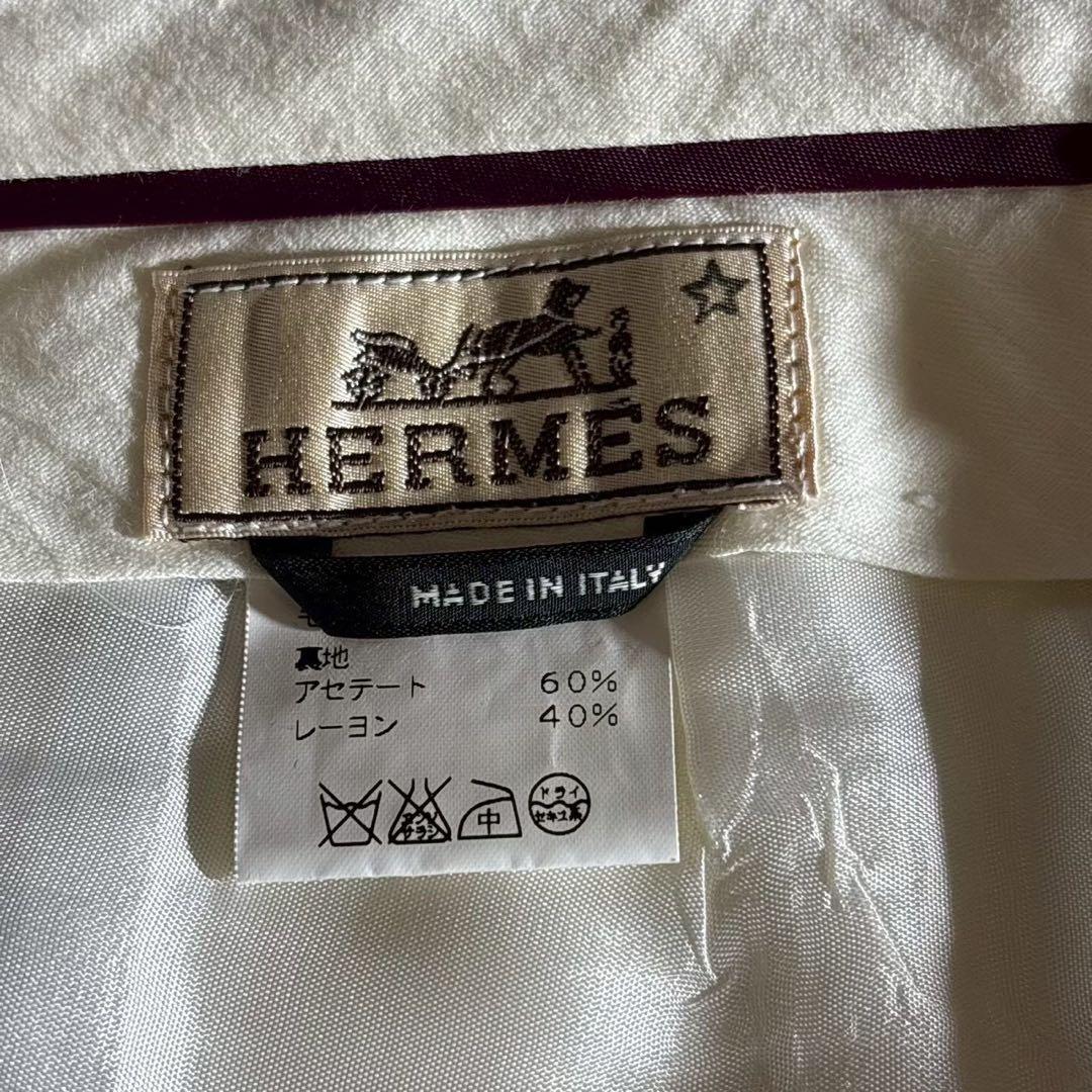 極美品 エルメス HERMES ウールスラックス ストライプ ブラウン 54