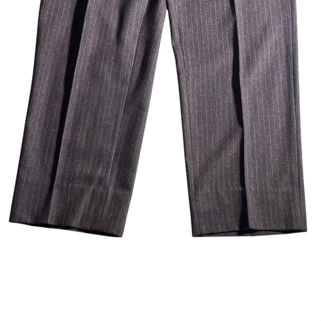 極美品 エルメス HERMES ウールスラックス ストライプ ブラウン 54