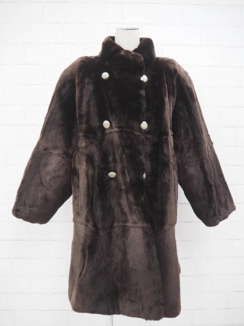 超美品！高級毛皮ムートンロング毛皮コートMICHEL KLEN
