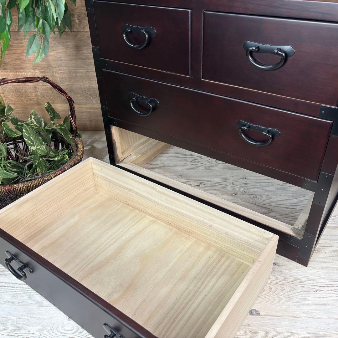 民芸家具和箪笥三段四つ引き木製桐材天然無垢収納家具飾り棚和タンス和室和風チェスト