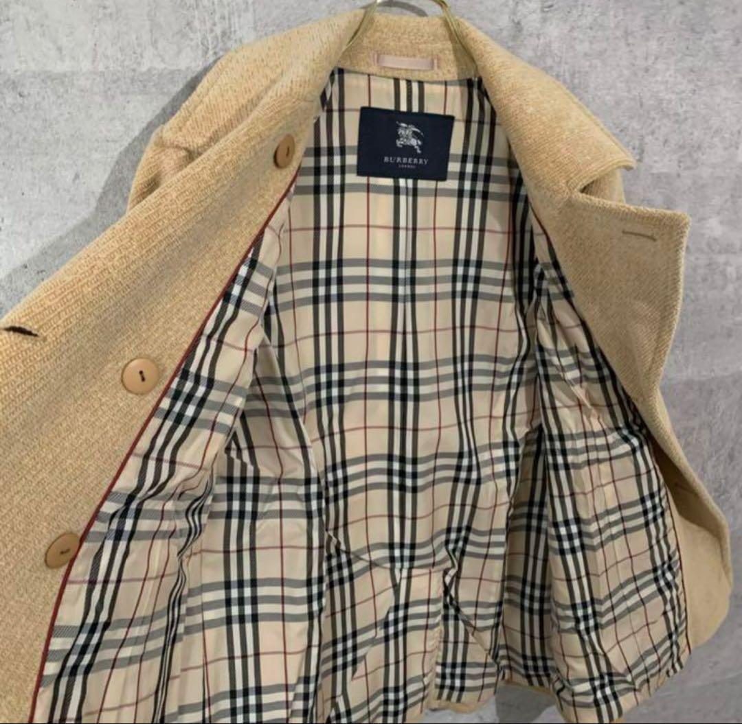 b*e様 バーバリー　ウールコート　ハーフ　アンゴラ混　ノヴァチェック　クリーム