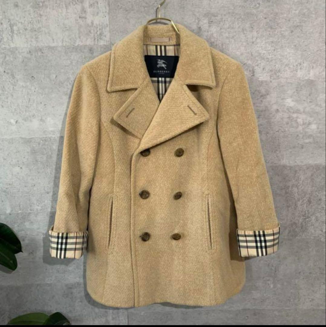 b*e様 バーバリー　ウールコート　ハーフ　アンゴラ混　ノヴァチェック　クリーム