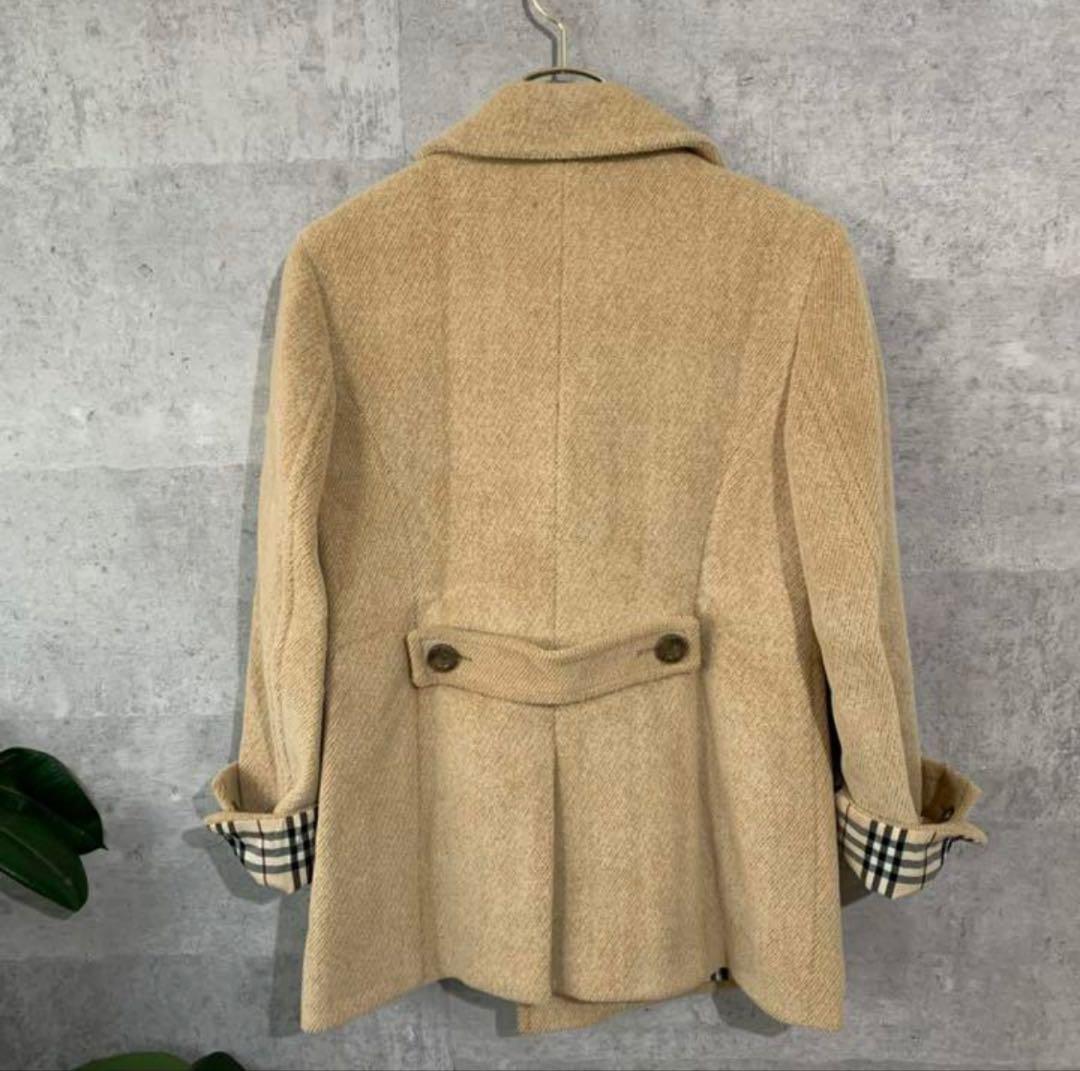 b*e様 バーバリー　ウールコート　ハーフ　アンゴラ混　ノヴァチェック　クリーム