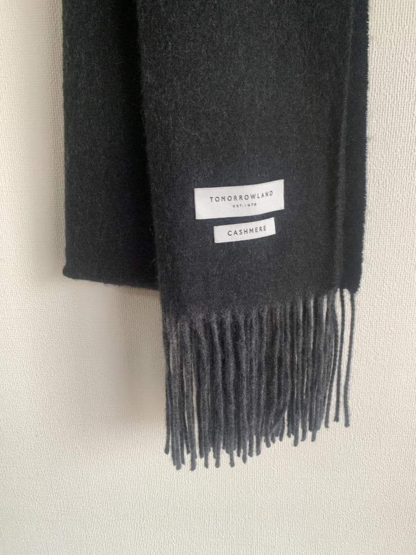 【美品】マフラー TOMORROWLAND カシミヤ メンズ ダークグレイ