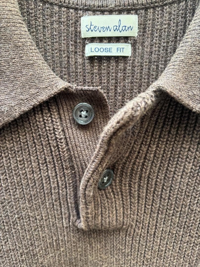【値下げ中！】Steven Alan ニットポロシャツ　ダークブラウンMサイズ