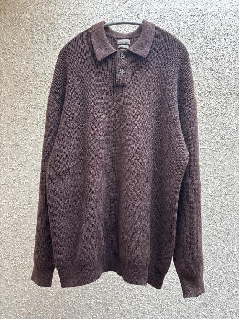 【値下げ中！】Steven Alan ニットポロシャツ　ダークブラウンMサイズ