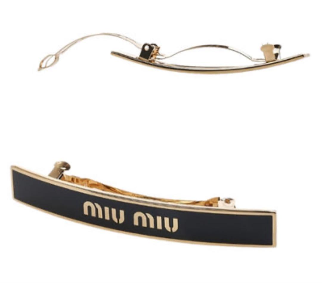 最終お値下げ ミュウミュウ バレッタ レディース メタル ロゴ ヘアクリップ