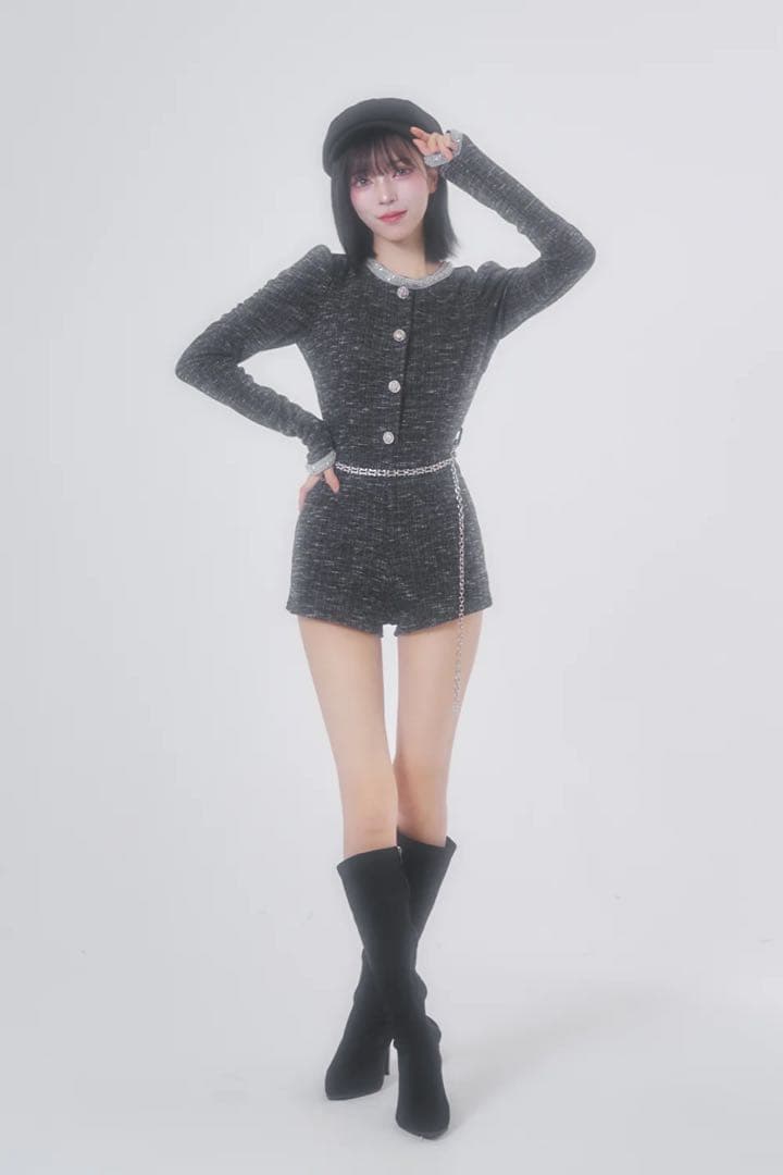 BELEARMIMI ベリアミミ デザインチェーンツイードコンビネゾン