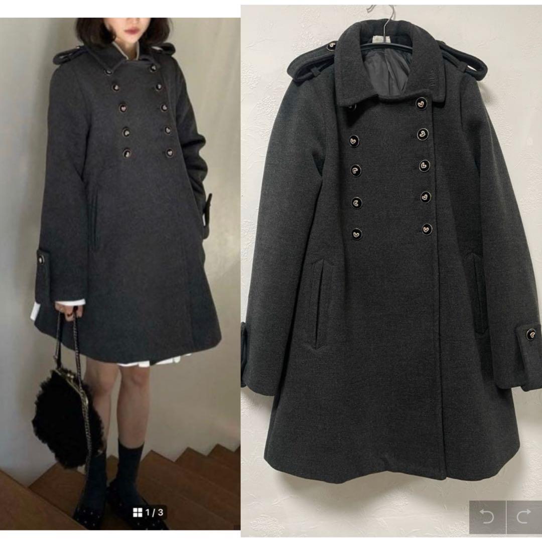 bibiy.olivia coat ビビィ　オリビアコート　ハートボタン　グレー