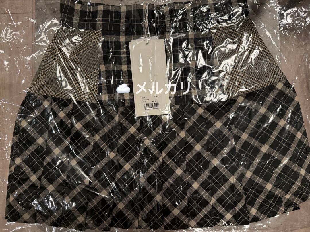 スカート andmary Coco check pleats skirt black S