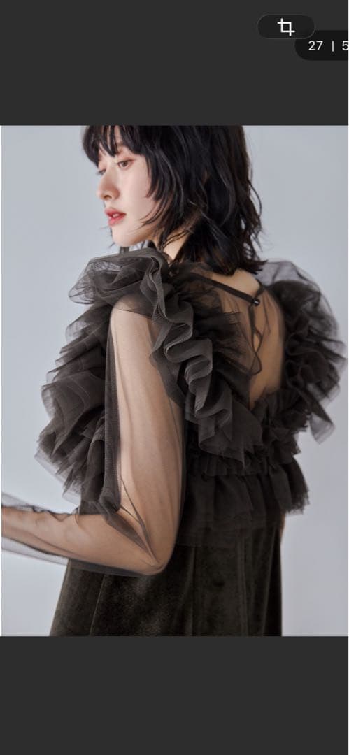 美品nianaニアナ ボリュームフリルレイヤードドレス Mベロア 結婚式同窓会