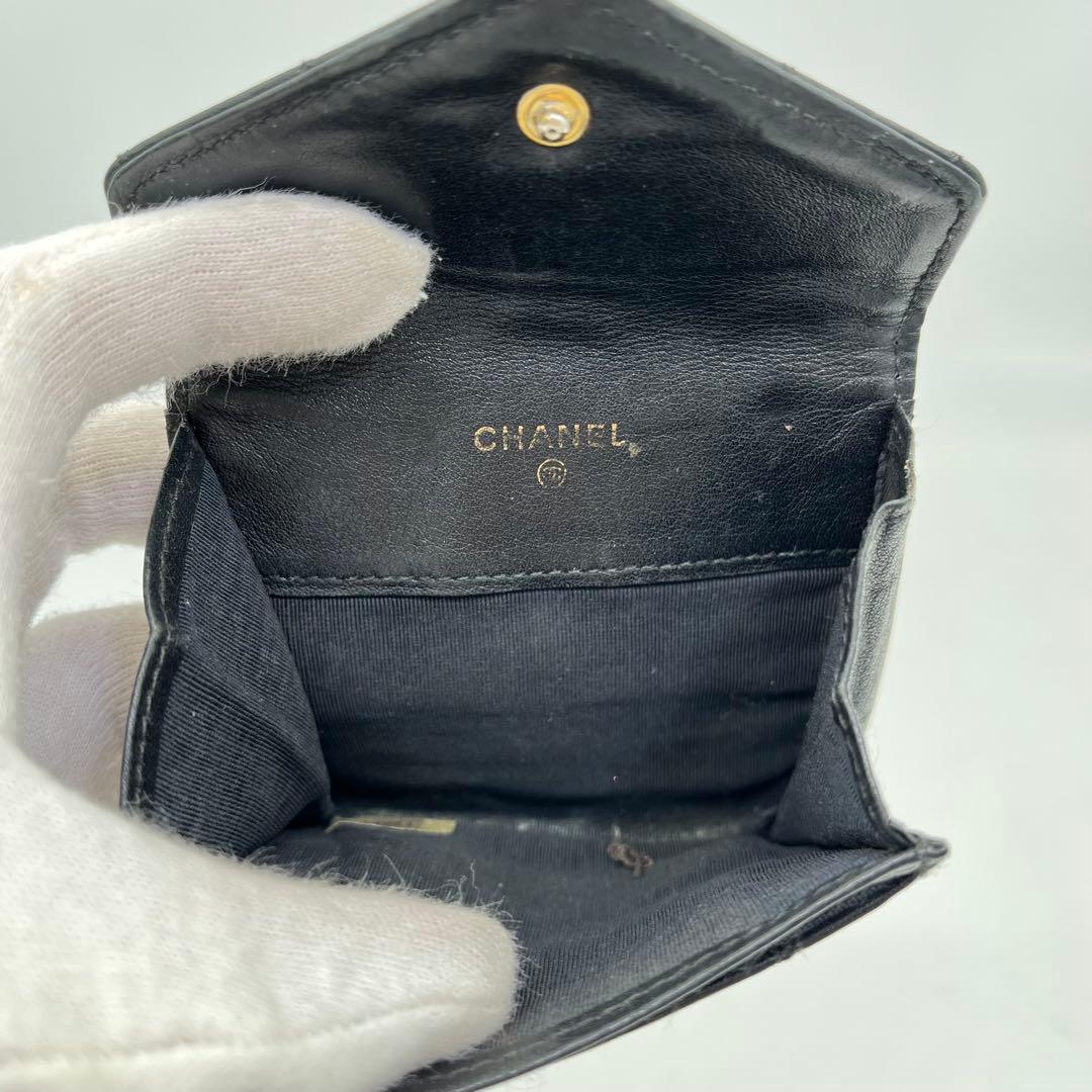 CHANEL ケース 小銭入れ ビコローレ ココマーク 黒 レザー