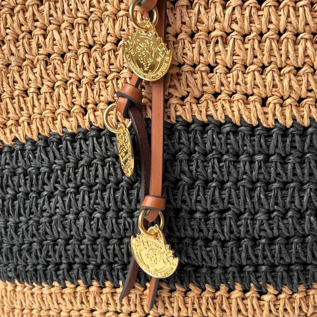 極美品✨ ローレンラルフローレン　カゴバック　編み込み　肩掛け　タグ付きチャーム