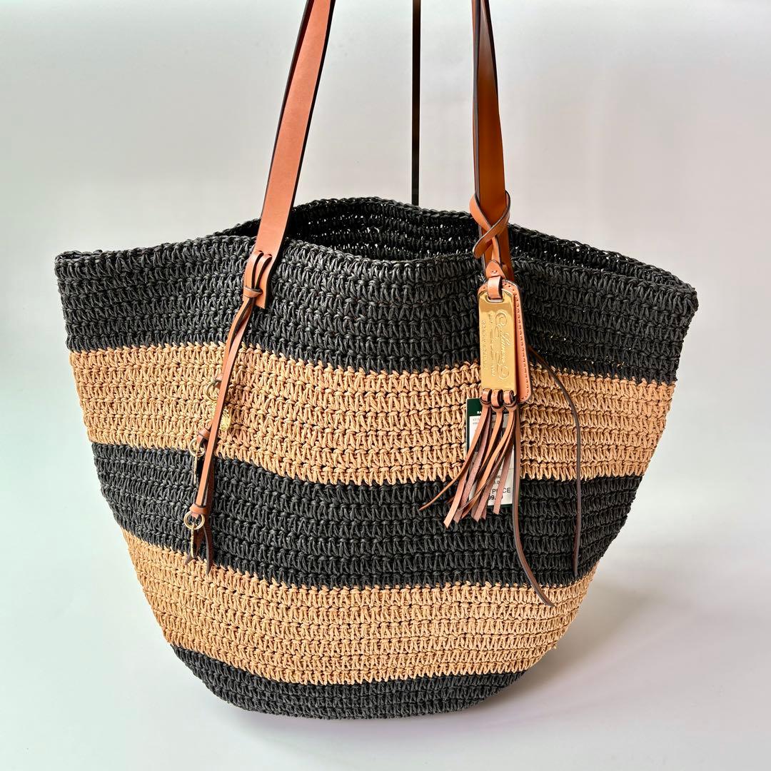 極美品✨ ローレンラルフローレン　カゴバック　編み込み　肩掛け　タグ付きチャーム