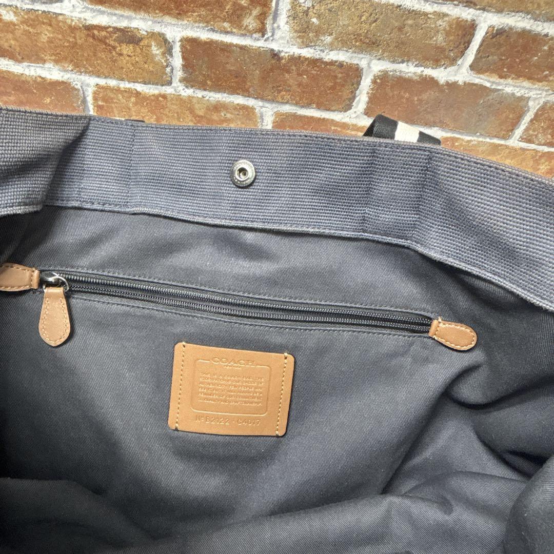 COACH　トートバッグ　ネイビー　キャンバス