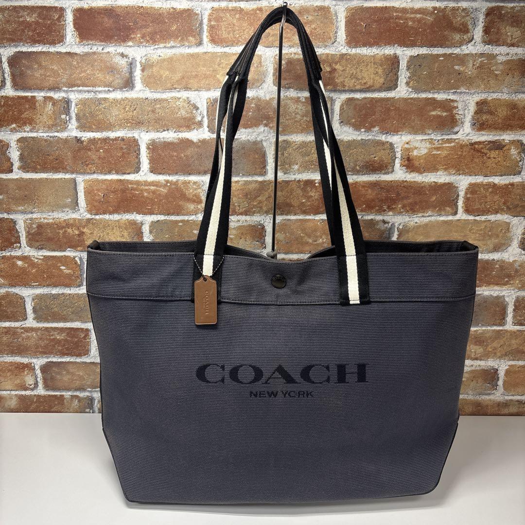 COACH　トートバッグ　ネイビー　キャンバス