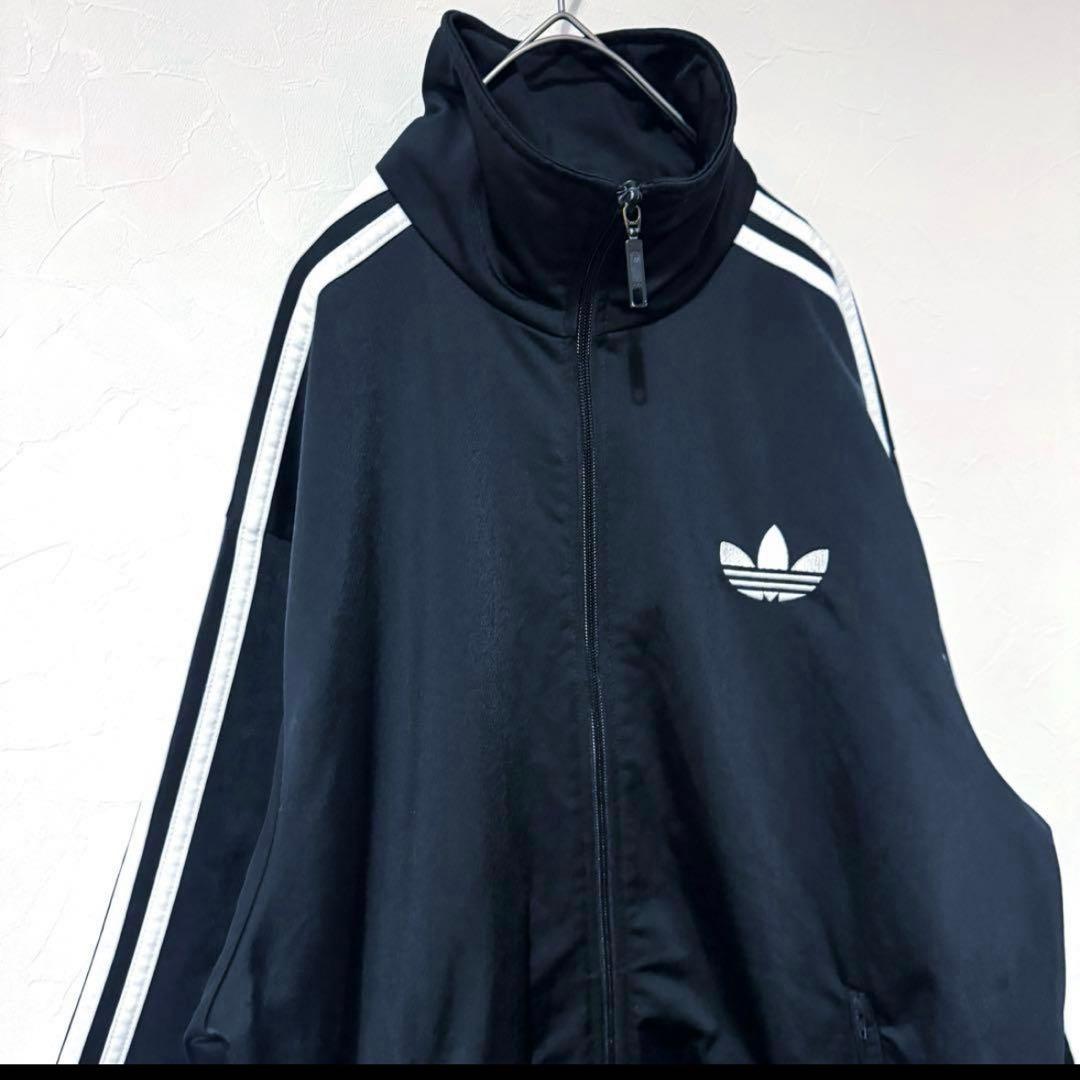 【美品】adidas トラックジャケット ファイヤーバード ブラック 2XL 黒
