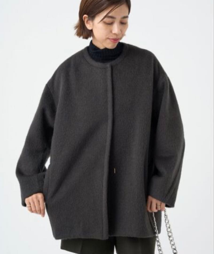 IENA モヘアシャギーハーフコート サイズ36 グレー