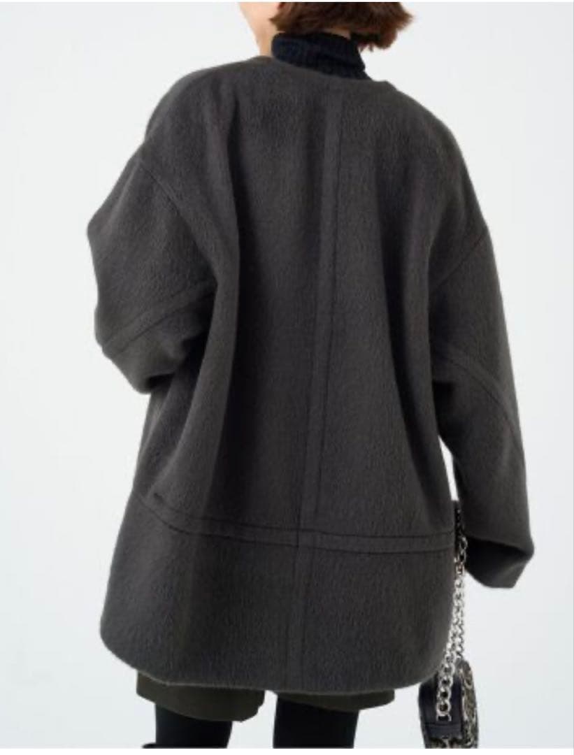 IENA モヘアシャギーハーフコート サイズ36 グレー