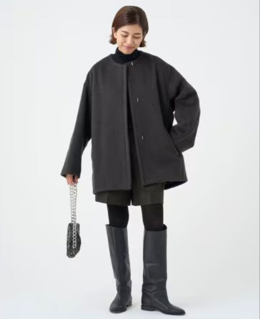 IENA モヘアシャギーハーフコート サイズ36 グレー