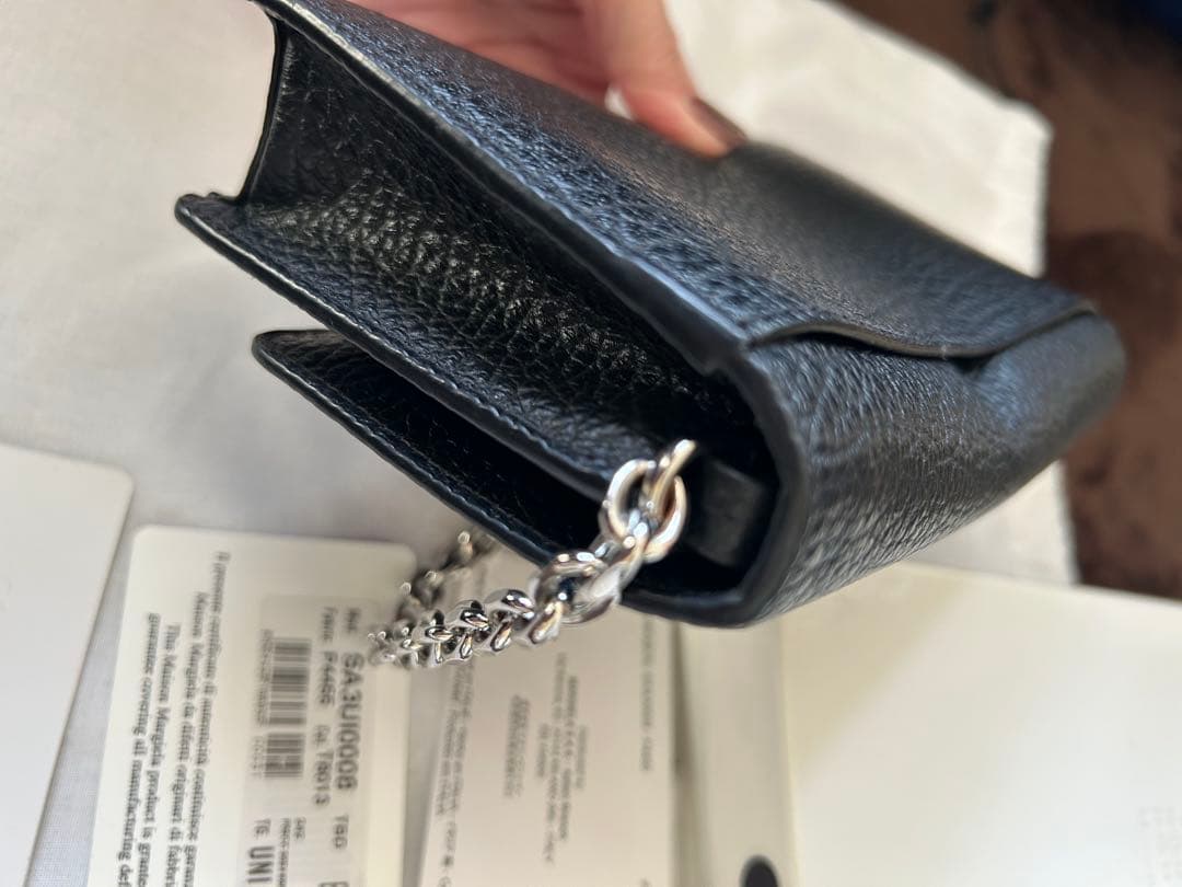 メゾンマルジェラ チェーンロングウォレット 4ステッチ 黒★