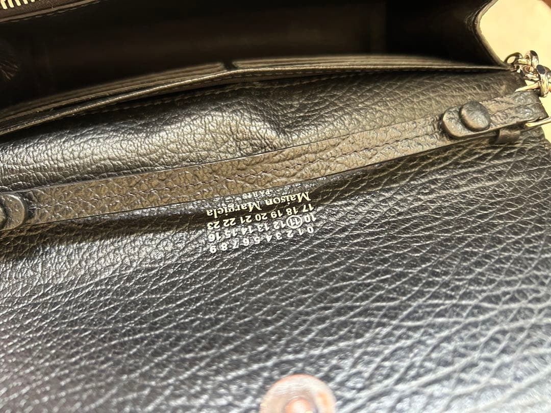 メゾンマルジェラ チェーンロングウォレット 4ステッチ 黒★